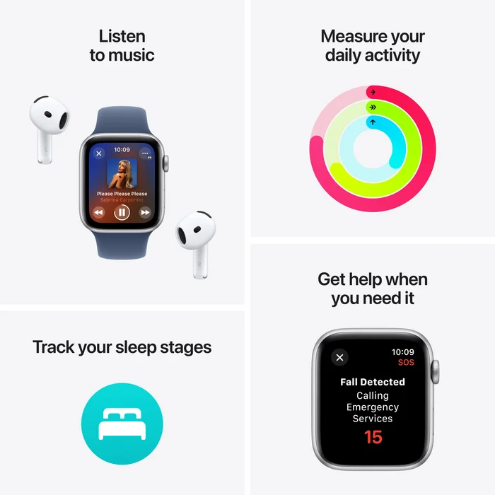 Viedpulksteņi Apple Watch SE 2024 GPS 40mm Midnight Aluminium Case with Midnight Sport Band - S/M